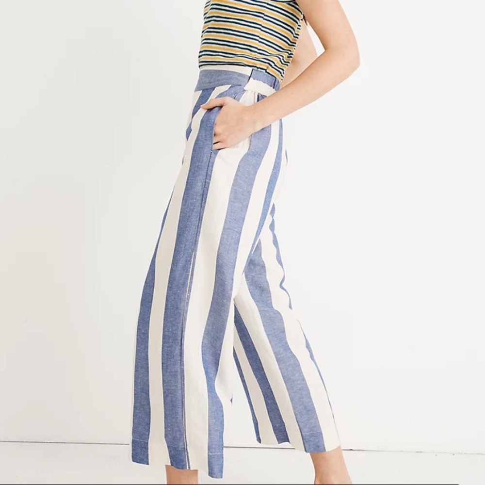 Madewell Huston Pull-On Crop Pants in Stripe NWT